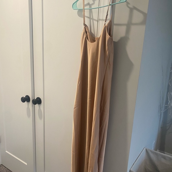 Lulus Saunter In Beige Cowl Neck Midi Slip Dress - Picture 6 of 10